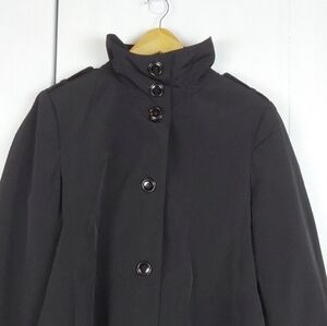 Centigrade |Sleek Black Relaxed Fit Trench Coat Classic Neutral Womens Sz.S